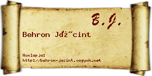 Behron Jácint névjegykártya